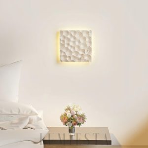 Kwadratowy modularny kinkiet trawertynowy 25 cm beżowy LED