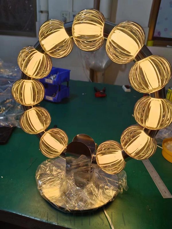 Amulet - Lampa Stołowa Srebrna Okrągła 42cm LED 25W