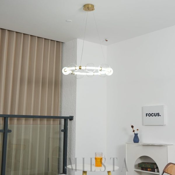 Morse - Lampa wisząca złota z przezroczystymi kloszami