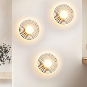 Andorra - Beżowa lampa ścienna - pierścienie 33 cm