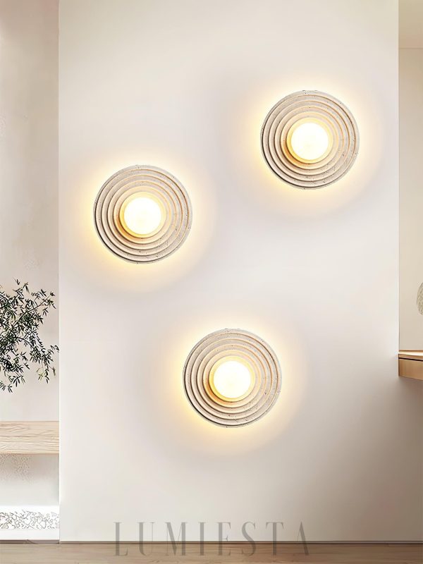 Andorra - Beżowa lampa ścienna - pierścienie 33 cm