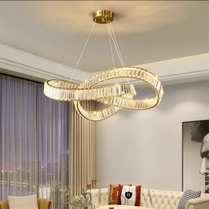 Luminosa - lampa wisząca okrągła ze złotymi kryształami