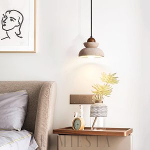 Travertynowa warstwowa lampa Średnica 18cm H14cm Beż Orzech
