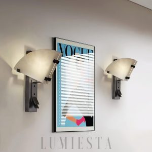 Dione - Alabastrowa lampa ścienna, czarno-biała