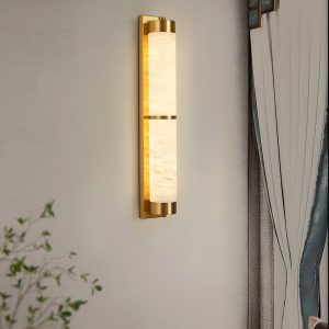 Vinson - Nowoczesna lampa ścienna z alabastru, mosiądz