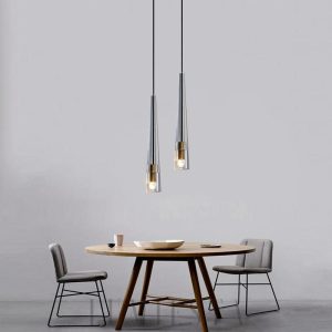 Smukła kryształowa lampa wisząca mosiądz smoky 7cm 40cm