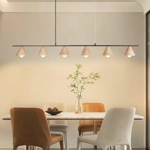 Lampa wisząca travertine 140cm beżowa stożkowa do jadalni