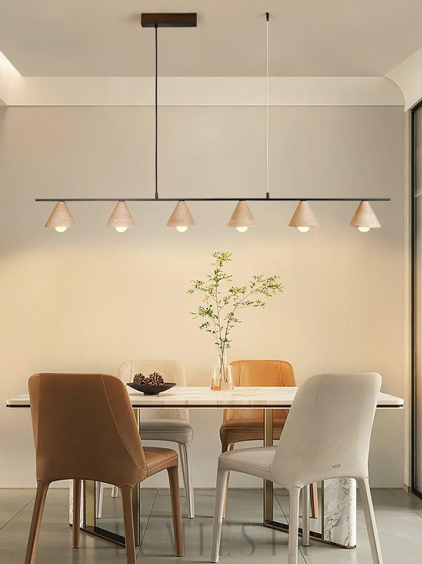 Lampa wisząca travertine 140cm beżowa stożkowa do jadalni