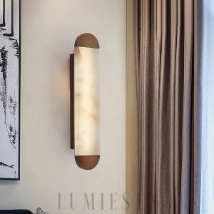 Luksusowy alabastrowy kinkiet cylindryczny 12x100 cm ciepła