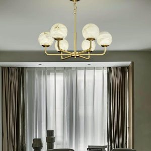 Matoni - Lampa wisząca Alabaster w mosiądzu 72cm i 85cm