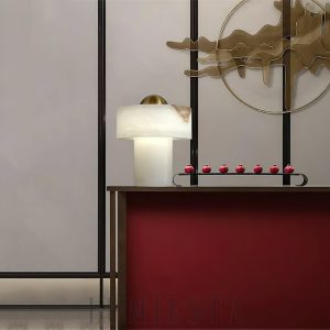 Monaco - Alabastrowa lampa stołowa 25 cm, biała, nowoczesna