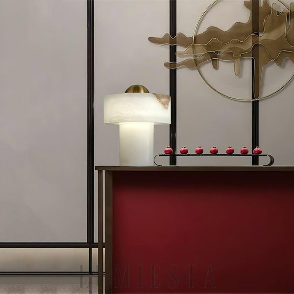 Monaco - Alabastrowa lampa stołowa 25 cm, biała, nowoczesna