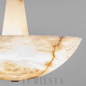 Pollena - Lampa wisząca z naturalnego alabastru, złota, Ø50/70cm