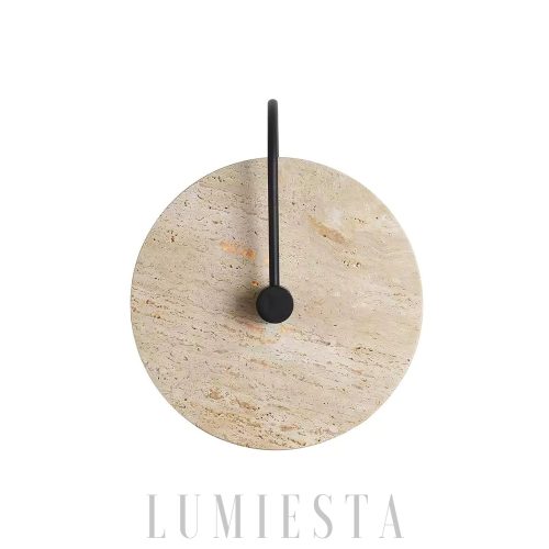 Knossos - Okrągła lampa ścienna travertyn, czarno-beżowa