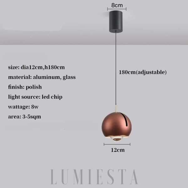 Designerska lampa wisząca Kula z regulacją kąta, kolorowa