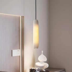 Luksusowa lampa wisząca Alabaster Flute biały kształt 38cm