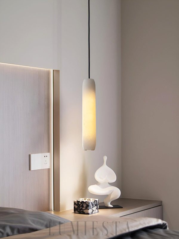 Luksusowa lampa wisząca Alabaster Flute biały kształt 38cm