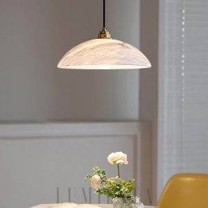 Cairngorm - Stylowa lampa wisząca alabastrowa, mosiężna