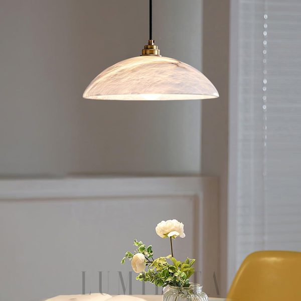 Cairngorm - Stylowa lampa wisząca alabastrowa, mosiężna