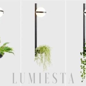 Lampa ścienna okrągła z efektem rośliny styl nowoczesny