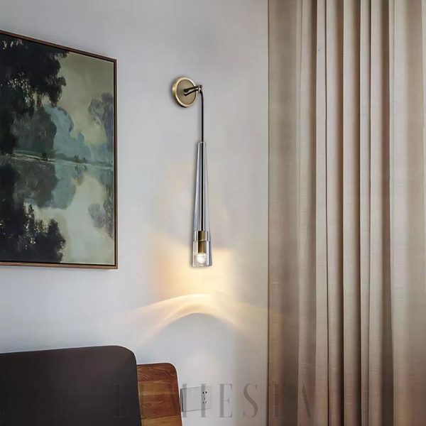 Lampa Ścienna ABNER Kryształowa Mosiężna 12cm Elegancka