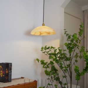 Cairngorm - Stylowa lampa wisząca alabastrowa, mosiężna