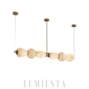 Alabastrowy żyrandol pebble 135cm biały złoty luksusowy