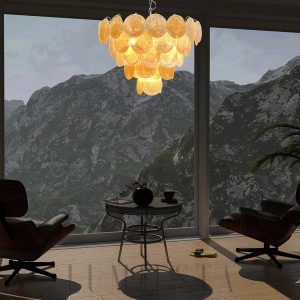 wm_18413539271992656708.jpg Elegancki Złoty Żyrandol Murano z Dyskami 70cm