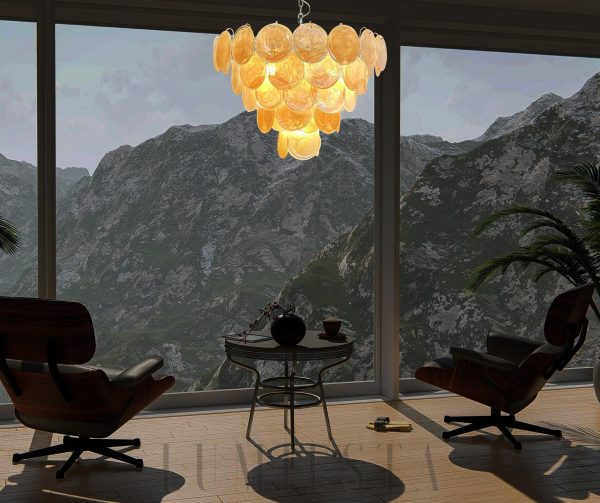 wm_18413539271992656708.jpg Elegancki Złoty Żyrandol Murano z Dyskami 70cm