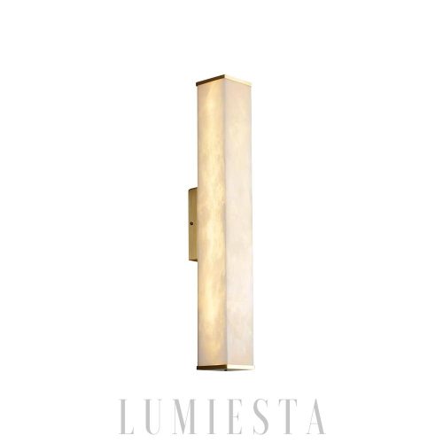 Cuboid - Nowoczesna lampa ścienna z alabastrem w mosiądzu