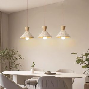 Lampa wisząca Cone z trawertynu stylowy stożek do jadalni