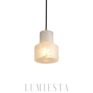Elegancka lampa wisząca Millson 12 cm alabaster mosiądz