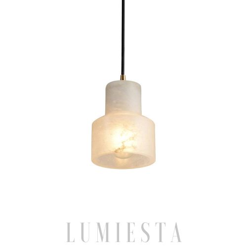 Elegancka lampa wisząca Millson 12 cm alabaster mosiądz