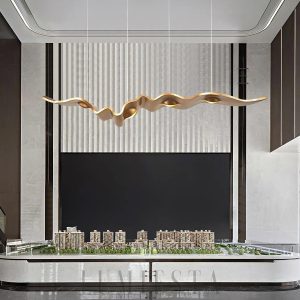 wm_1916814221204583907.jpg Ribbon - Złoty żyrandol nowoczesny falisty