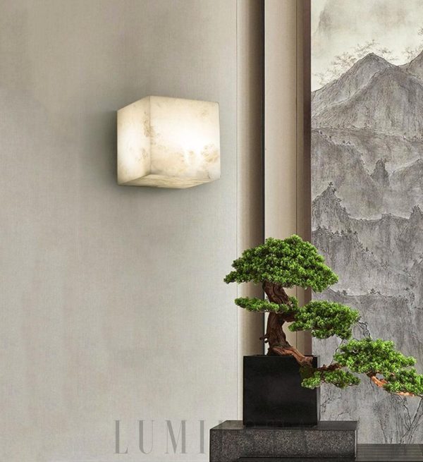 Jebel - Nowoczesny kwadratowy kinkiet alabastrowy 12 cm