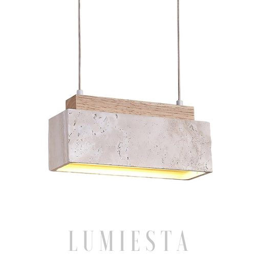 Lim Prostokątna lampa wisząca z trawertynu 23cm beżowa ciepła