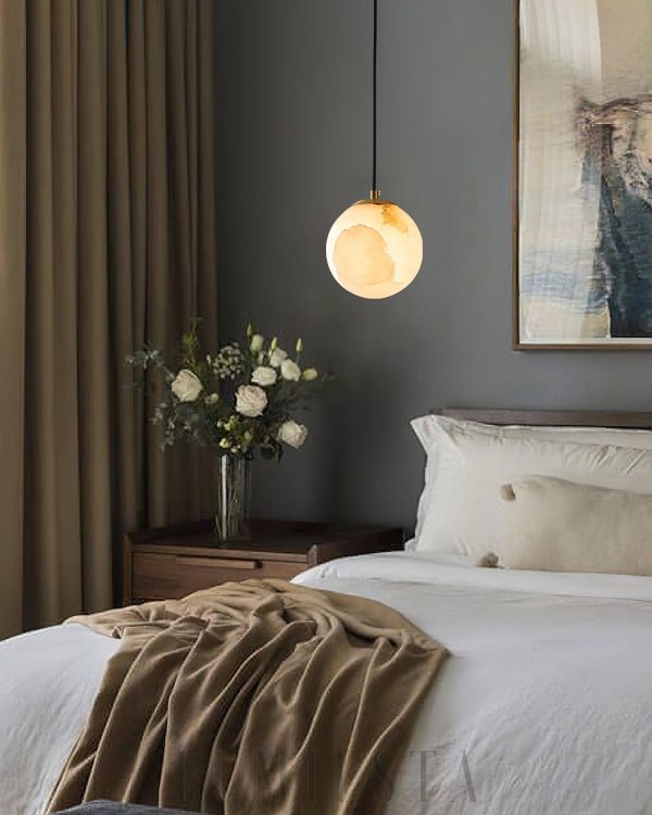 Lampa wisząca Sphaera z alabastru w formie kuli 10 12 15cm