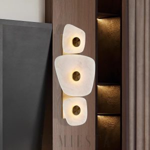 Lampa ścienna Holmdel Alabaster 29 cm biała/złota ciepłe LED