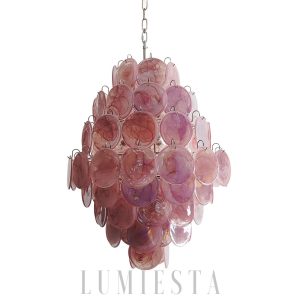 Lampa wisząca Vintage Murano Różowy Dysk 75cm w stylu retro