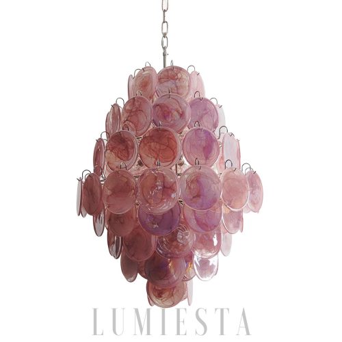 wm_2090017480954123524.jpg Lampa wisząca Vintage Murano Różowy Dysk 75cm w stylu retro