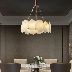 Kensington - Luksusowy alabastrowy żyrandol złoto-biały