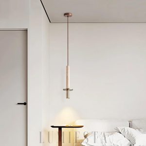 Kendal - Wisząca lampa z trawertynu — ciepłe/zimne światło