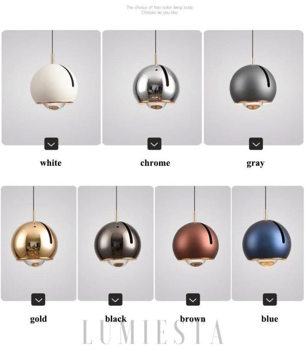 Designerska lampa wisząca Kula z regulacją kąta, kolorowa