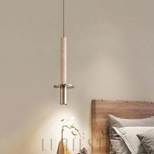 Kendal - Wisząca lampa z trawertynu — ciepłe/zimne światło