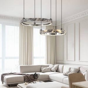 Żyrandol marmurowy okrągły biały czarny średnica 49 65cm