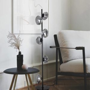 Annapurna - Lampa podłogowa 3-płomienna szkło złoto 180/90cm