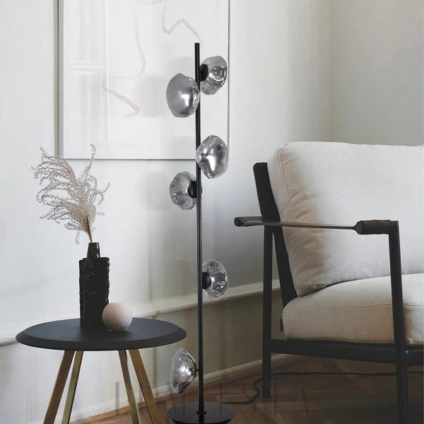 Annapurna - Lampa podłogowa 3-płomienna szkło złoto 180/90cm