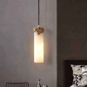 Dansani - Elegancka wisząca Lyra, alabaster i mosiądz