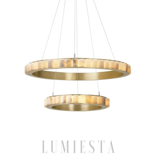 Avalon - Alabastrowy pierścień w mosiężnej oprawie