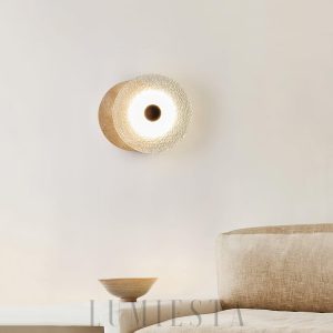 Aurora - Okrągła lampa ścienna travertynowa 33 cm